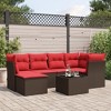vidaXL 7 Piece Patio Sofa Set with Cushions Brown Poly Rattan - 2 of 4