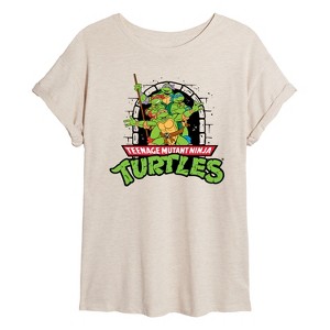 Women's - Teenage Mutant Ninja Turtles - Logo Character Group Oversized Graphic T-Shirt - 1 of 4