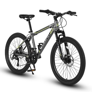 Gulches 24 Inch Mountain Bike Boys Girls, Steel  Frame, Shimano 21 Speed Mountain Bicycle with Daul Disc Brakes and Front Suspension MTB - 1 of 4