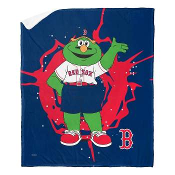 50"x60" MLB Boston Red Sox Mascot 2 Layer Silk Touch Faux Shearling Throw Blanket
