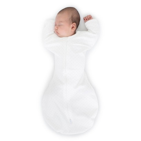 Swaddledesigns Transitional Swaddle Sack Wearable Blanket Sterling Polka Dots On White M 3 6 Months Target