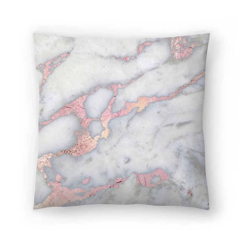 Americanflat Abstract Rose Gold Blush Metal Foil On Marble Square By Grab My Art Throw Pillow, 1 of 6