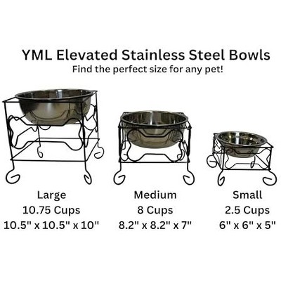 Medium Black Wrought Iron Stand with Stainless Steel Bowl