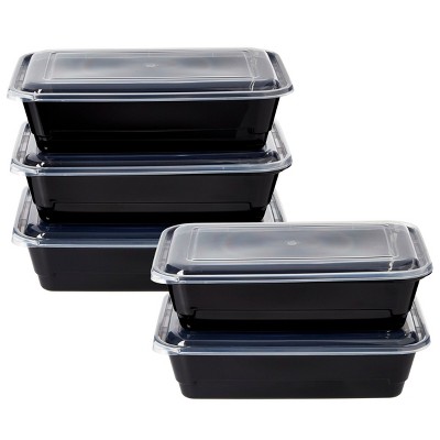 5pk One Compartment Meal Prep Food Storage Container Set: Dishwasher-Safe, Plastic, 5 Containers with Lids