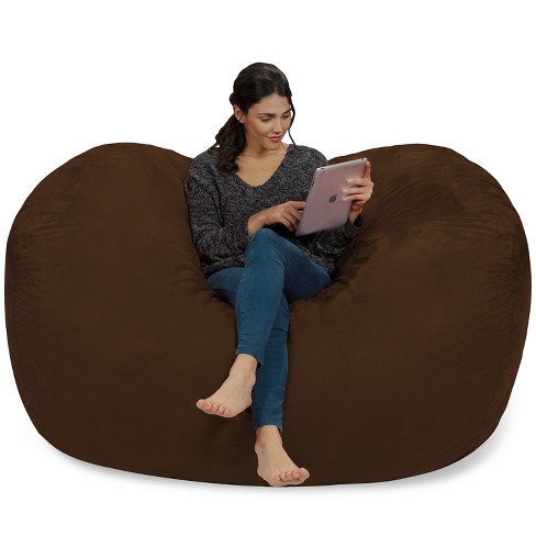 6' Huge Bean Bag Chair With Memory Foam Filling And Washable Cover Camel  Brown - Relax Sacks : Target