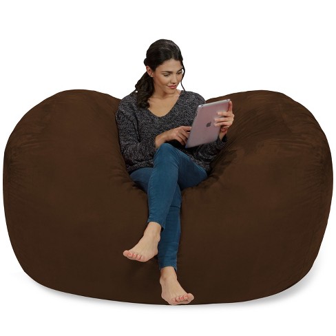 6' Huge Bean Bag Chair With Memory Foam Filling And Washable Cover Brown -  Relax Sacks : Target