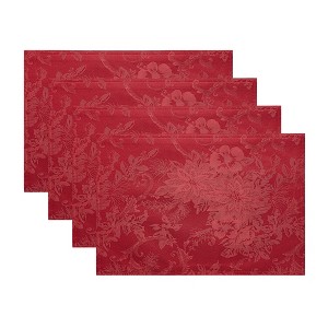 Elrene Poinsettia Elegance Jacquard Holiday Placemat - 13" x 19" - Elrene Home Fashions - 1 of 4