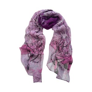 Wrapables Lightweight Sheer Silky Feeling Georgette Scarf, Peach Tree in Orchid - 1 of 4