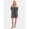 EXLURA Womens Summer Denim Short Puff Sleeve Dresses Knit Loose Plus Size Short Mini Dress 2025 Trendy Outfit - 2 of 4