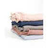 Slickblue Linen Throw Blanket with Frayed Edges, Stone Washed 84 x 60 Inch Cover in Blush, Ash Rose or Oyster - 3 of 4