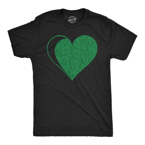 Мужские футболки Crazy Dog T-Shirts, Inc. Mens Green Glitter Heart Funny St Patricks Day T Shirt for Men - Crazy Dog Men's T Shirt for Saint Patrick's Day Black L