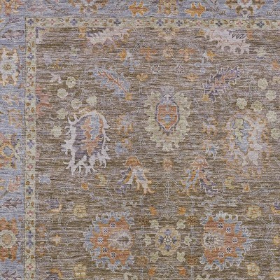 Brown And Lavender Floral Washable Indoor Outdoor Area Rug