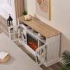 58" Fireplace TV Stand for TVs up to 70", Entertainment Center with 23" Electric Fireplace, Media Console with Storage and Glass Doors - 3 of 4