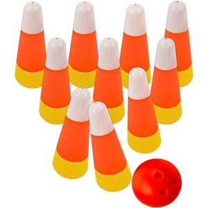 4E's Novelty Candy Corn Bowling Set for Kids & Adults - Halloween Bowling Game, Bowling Ball & 10 Plastic Bowling Pins Set, Fun Bowling Party Favors - 1 of 4