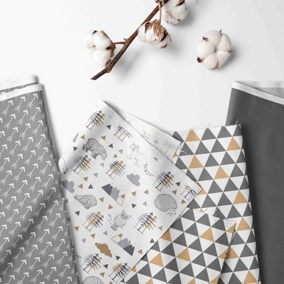 Woodlands Beige and Grey Cotton Reversible Crib Bedding Set