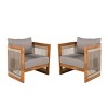 KTMBDW Outdoor Club Chairs, Acacia Wood Curved Accent Chair with Cushions and Woven Rope Accents for Garden, Patio Furniture - 3 of 4