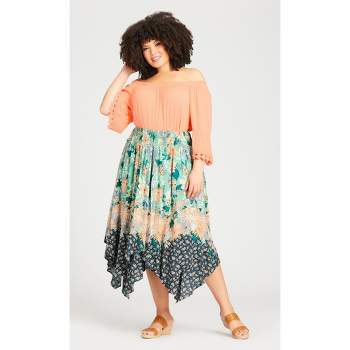 Women's Plus Size Nora Hanky Hem Skirt - mint | AVENUE
