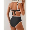 Eomenie Bikini Sets for Women Two Piece Swimsuits High Waisted Color Block Bathing Suits Tie Back Swimwear - 2 of 3
