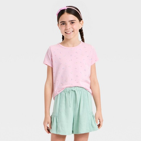 Детские Cat & Jack Girls' Short Sleeve Striped T-Shirt - Cat & Jack™ Aqua Green M