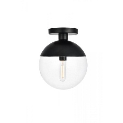Elegant Lighting Eclipse 1 Light Black Flush Mount With Clear Glass
