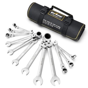 ZACHVO 12-Piece Flex Head Ratcheting Wrench Set with Roll-Up Pouch - 1 of 4