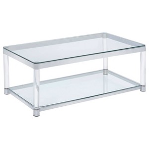 Anne Acrylic Coffee Table with Glass Top and Shelf Chrome - Coaster - 1 of 4