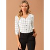 INSPIRE CHIC Women's V Neck 3/4 Sleeves Ligthweight Check Plaid Blouses - 4 of 4