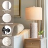 Itopfox Modern Ceramic Table Lamp Set of 2, Rustic Farmhouse Bedside Lamps for Living Room & Bedroom, White Beige Desk Lamp for End Table Home Decor - 4 of 4