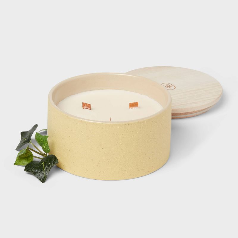 3-Wick Matte Textured 16oz Ceramic Candle with Wooden Wick Neroli and Ivy - Threshold&#8482;, 4 of 5