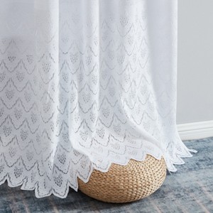 HLC.ME Monaco Decorative Ombre Lace Semi Sheer Light Filtering Rod Pocket Window Treatment Curtain Drapery Panels - Set of 2 - 1 of 4