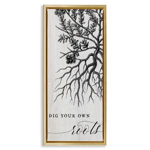 Stupell Industries Dig Your Own Roots Empowering Floating Frame Canvas Art, Gold, 15" x 31" - 1 of 4