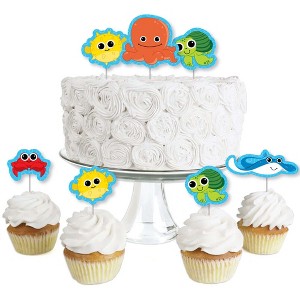 Big Dot of Happiness Under the Sea Critters - Dessert Cupcake Toppers - Baby Shower or Birthday Party Clear Treat Picks - Set of 24 - 1 of 4