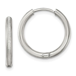 Chisel Stainless Steel Polished and Textured 2.5mm Hinged Hoop Earrings - 1 of 4