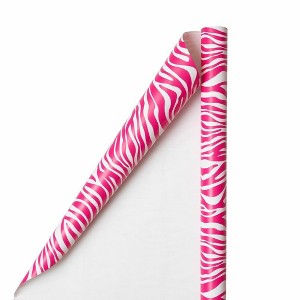 JAM PAPER Gift Wrap - Zebra Print Wrapping Paper - 50 Sq Ft Total - Pink & White Safari Stripes - 2 Rolls/Pack - 1 of 2