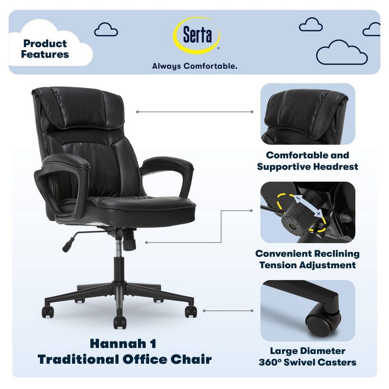Style Hannah Office Chair Bonded Leather Comfort - Serta, 4 of 16