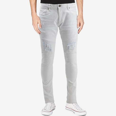 Stretch Denim Slim Fit Jeans in White - Men