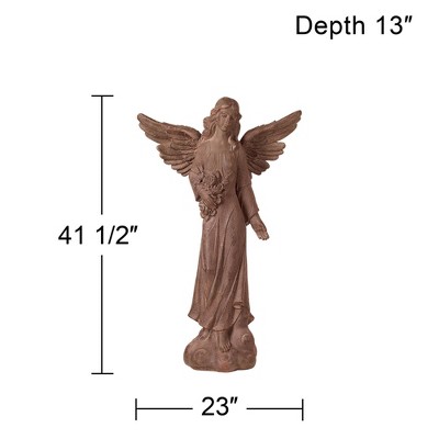 Large Rust Finish Resin Tudor Garden Angel Statue