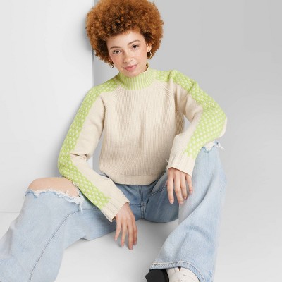 Women's Mock Turtleneck Boxy Pullover Sweater - Wild Fable™ Off-white Xl :  Target