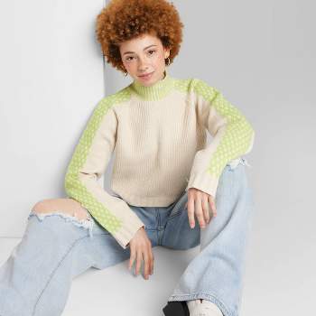 Women's Short Sleeve Mock Turtleneck Pointelle Pullover Sweater - Wild Fable™  Mint Green 4x : Target