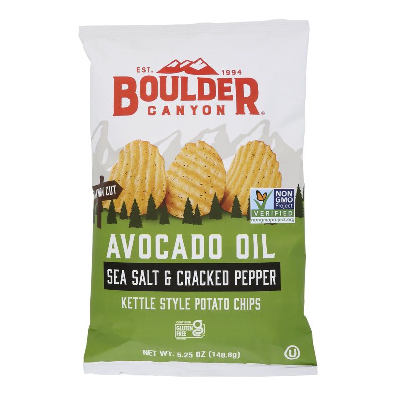 Boulder Canyon Avocado Oil Sea Salt & Cracked Pepper Kettle Chips - Case of 12/5.25 oz, 2 of 7