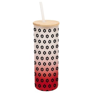 Elanze Designs Retro Happy Daisy Flower Pattern Wrap-Around Design 25 Ounce Frosted Gradient Glass On-The-Go Coffee Travel Skinny Tumbler Mug Cup, - 1 of 1