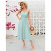 Women's Dress Casual Summer Spaghetti Strap Dress Button Down Sleeveless A Line Beach Swing Midi Sundress - 3 of 4