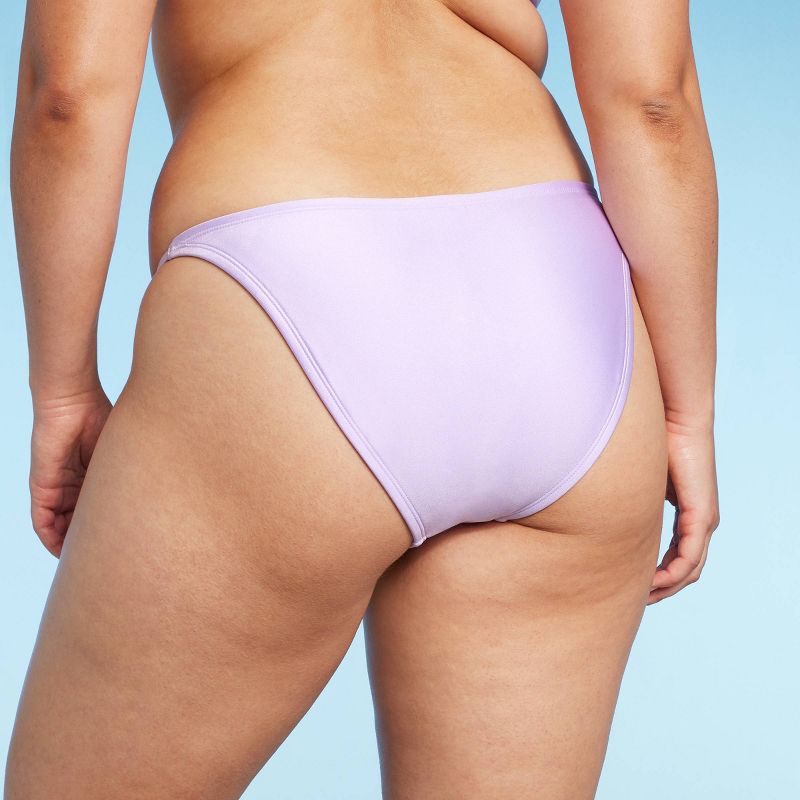 Women's Side Tab High Leg Cheeky Bikini Bottom - Wild Fable™ Shiny Light Purple, 6 of 17