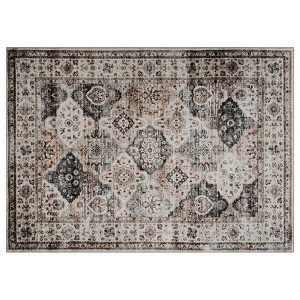 COZONY Vintage Floral Print Mat Rug Carpet, Machine Washable Non-Slip Low Pile Floor Covering for Living Room Bedroom - 1 of 4