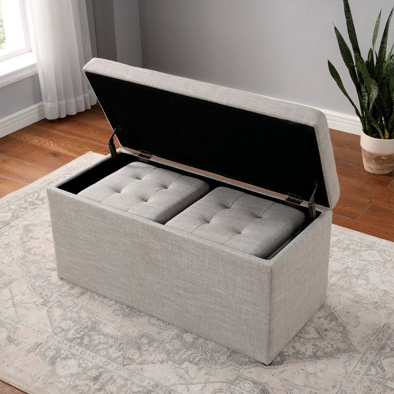 Hilltop Storage Bench with 2 Ottomans Beige - HOMES: Inside + Out, 3 of 9