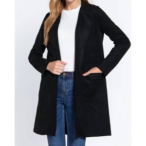 Women's Long Sleeve Open Front Faux Suede Jacket - Active Basic - 1 of 4