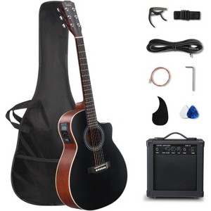 GLARRY 41in Acoustic Electric Guitar Beginner Kit with 15W Amp, 5-band EQ Cutway Design 6 Strings Electric Acoustic Guitar with Bag, Strap, Picks - 1 of 4