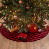 Joyfy 36"/48'' Christmas Tree Skirt, Red and Black Buffalo Checked Tree Skirts Mat, Christmas Decorations Intdoor, Xmas New Years Eve Party Decor - 3 of 4