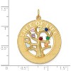 Black Bow Jewelry 14k Yellow Gold & CZ Tree of Life Circle Pendant, 29mm (1 1/8 inch) - 3 of 4