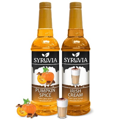 Syruvia Variety Pack - Pumpkin Spice & Irish Cream Syrup 25.4 Fl oz (2-Pack)